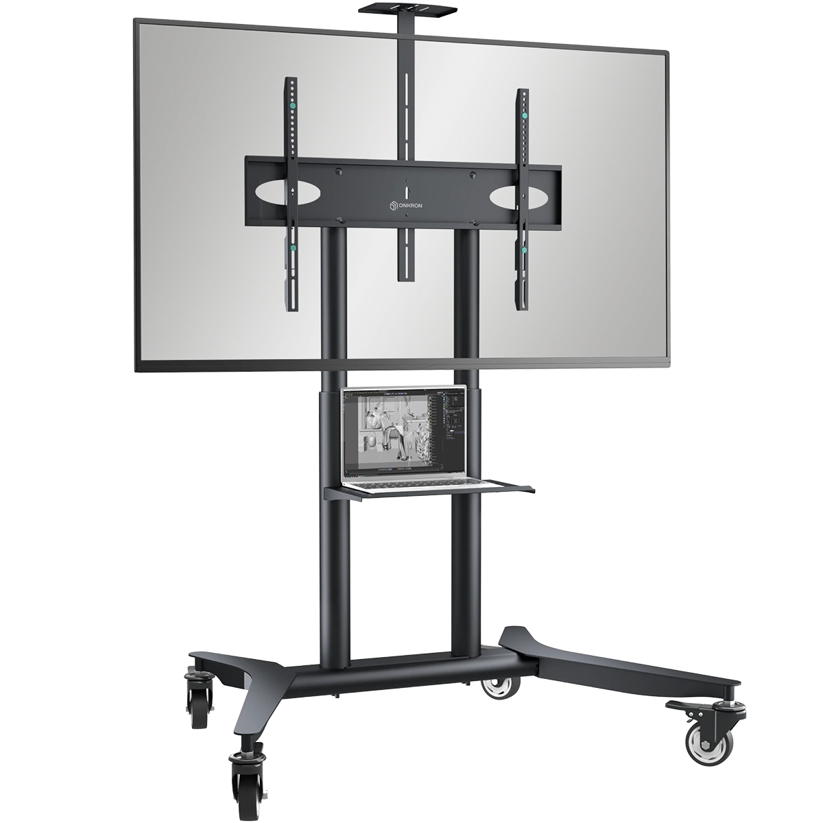 Mobile TV stand for TVs 55"-90", Max 198 lbs
