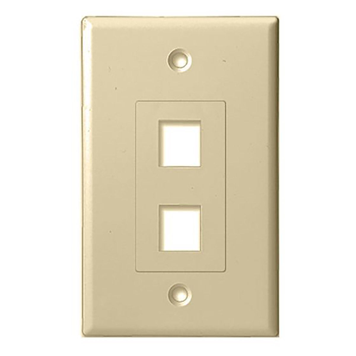 Placa/Tapa de pared de estilo decorador, de una unidad, con 2 inserciones Keystone, UL, ABS - Marfil