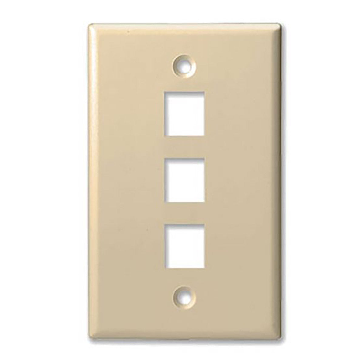 Placa de pared Keystone de 3 puertos, estándar, de una sola unidad, UL, marfil