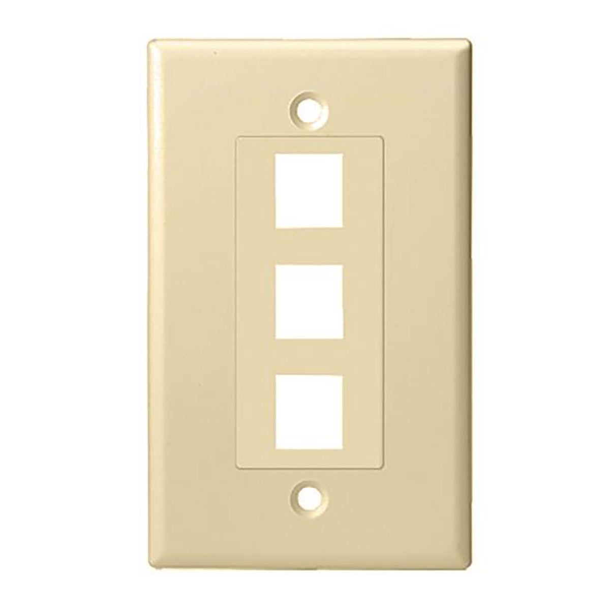 Placa de pared/cara de estilo decorador de una unidad con 3 puertos Keystone, UL, ABS - Almendra