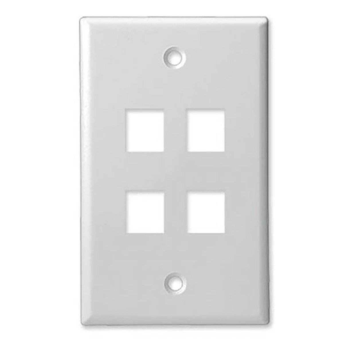 4 Port - Keystone Wall Plate - Standard, Single Gang, UL - White