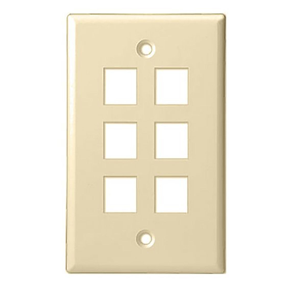 Placa de pared Keystone de 6 puertos - Estándar, una unidad, UL - Marfil