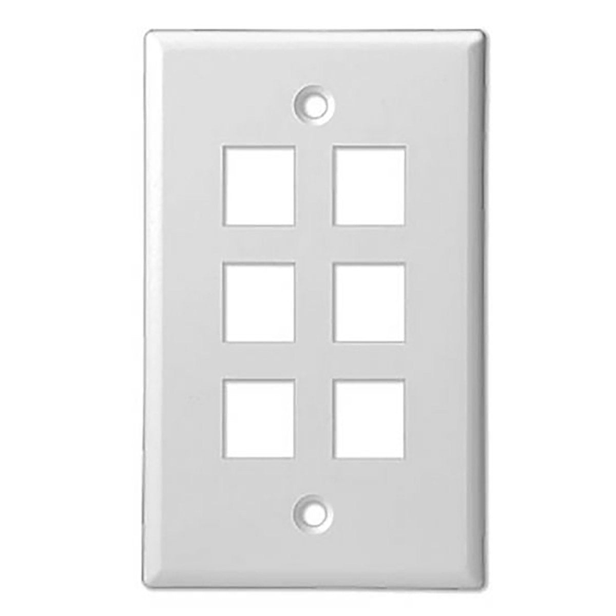 Placa de pared Keystone de 6 puertos - Estándar, de una unidad, UL - Blanca
