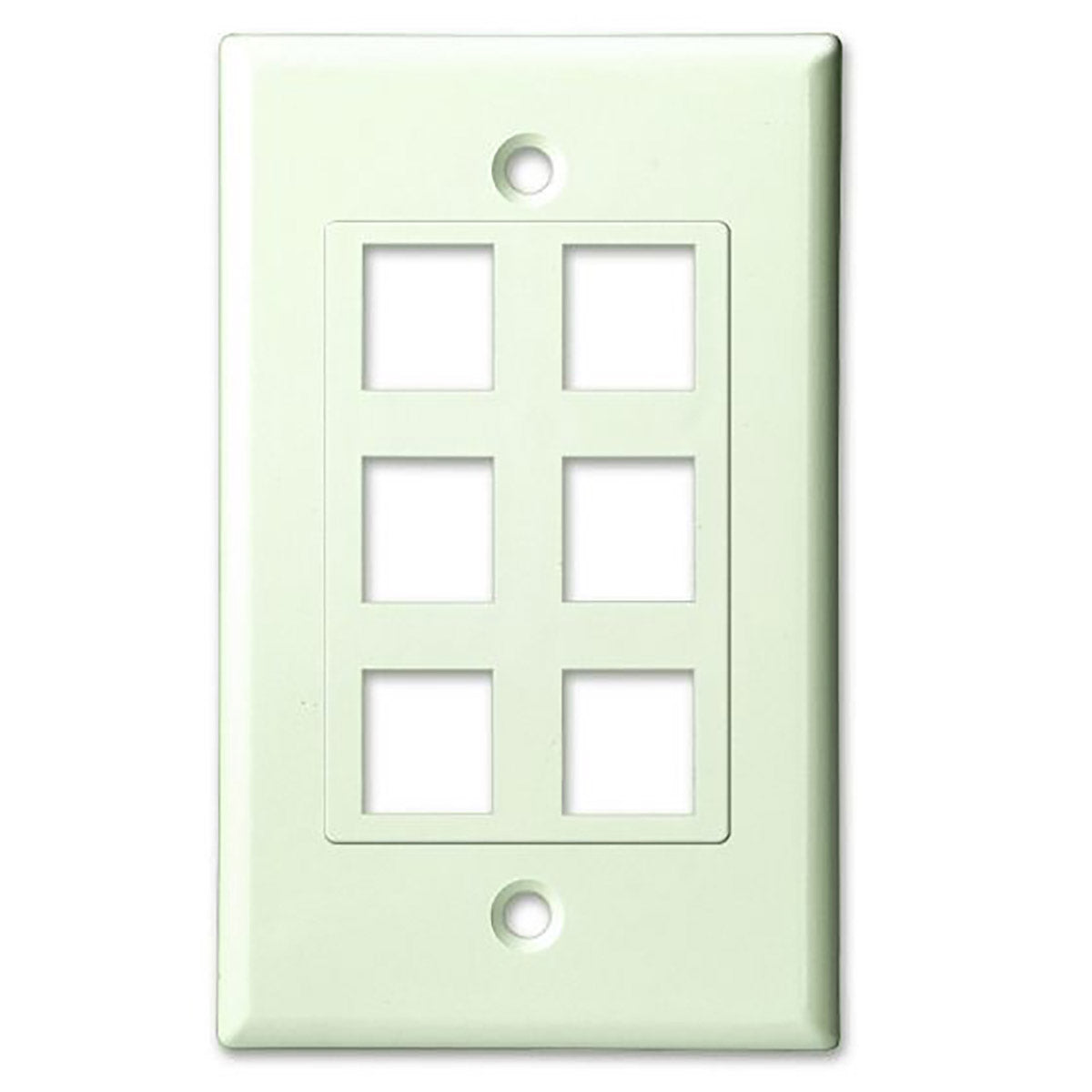 Tapa/Placa de Pared de Estilo Decorador de Una Gang con 6 Inserciones de Puerto Keystone, UL, ABS - Almendra
