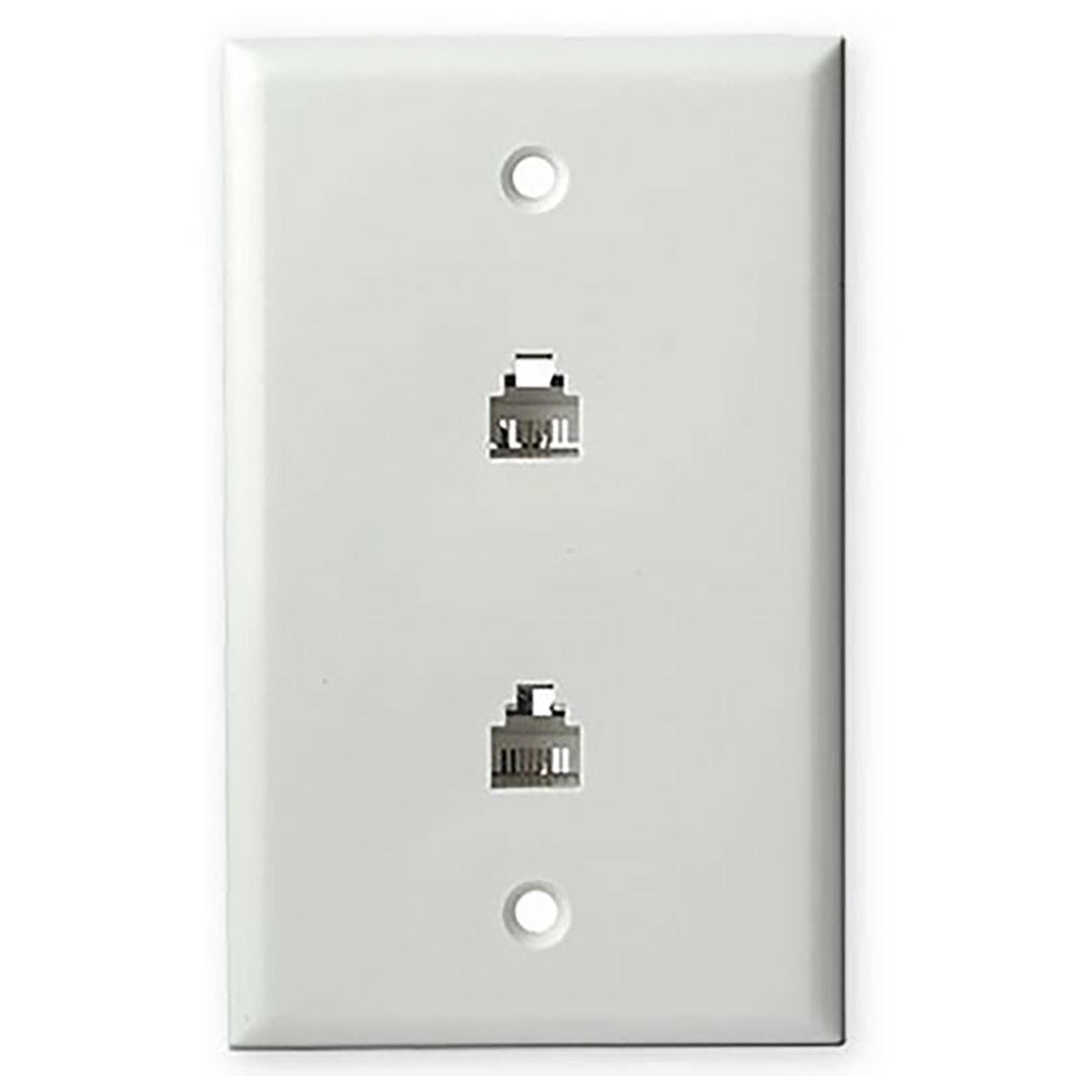 Placa de pared doble con conector telefónico 4C - Blanca