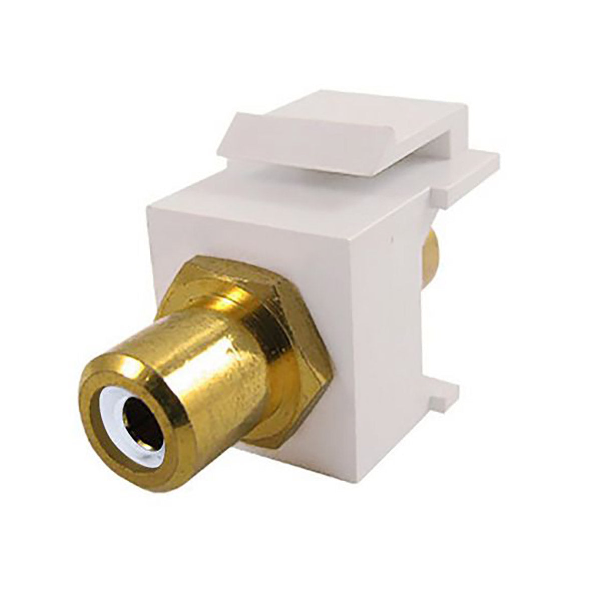 RCA - Inserto de presión Keystone, chapado en oro, UL - Blanco/Blanco 5 unidades