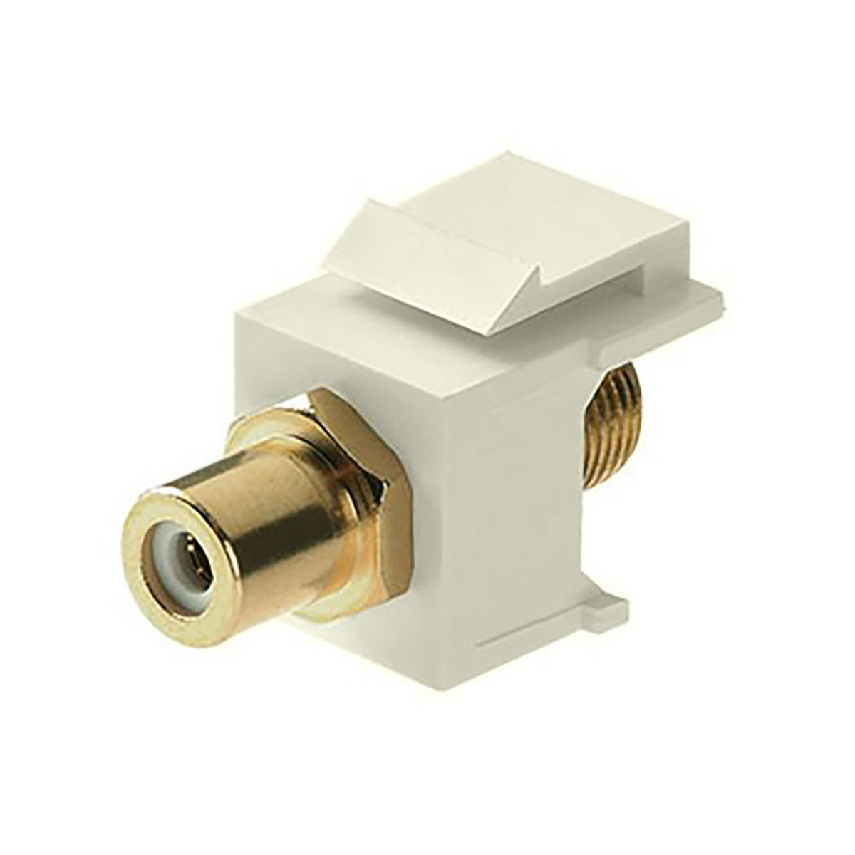 Conector F Hembra a RCA Hembra - Inserción Keystone Snap-In, Chapado en Oro, UL (para subwoofer) - Almendra Paquete de 5