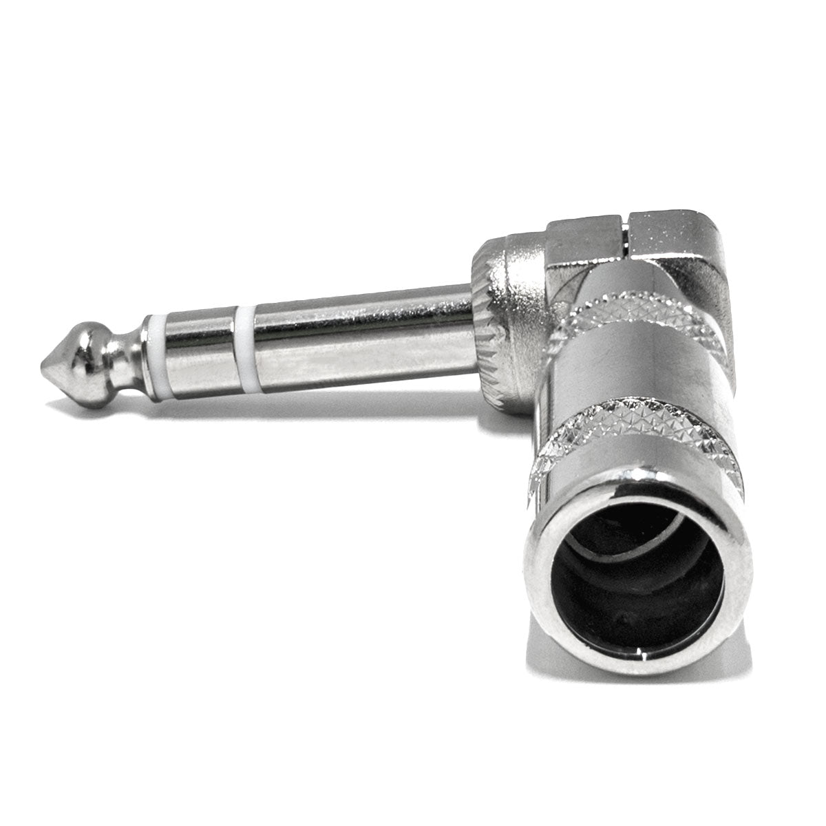 Conector de ángulo recto estéreo de 1/4"