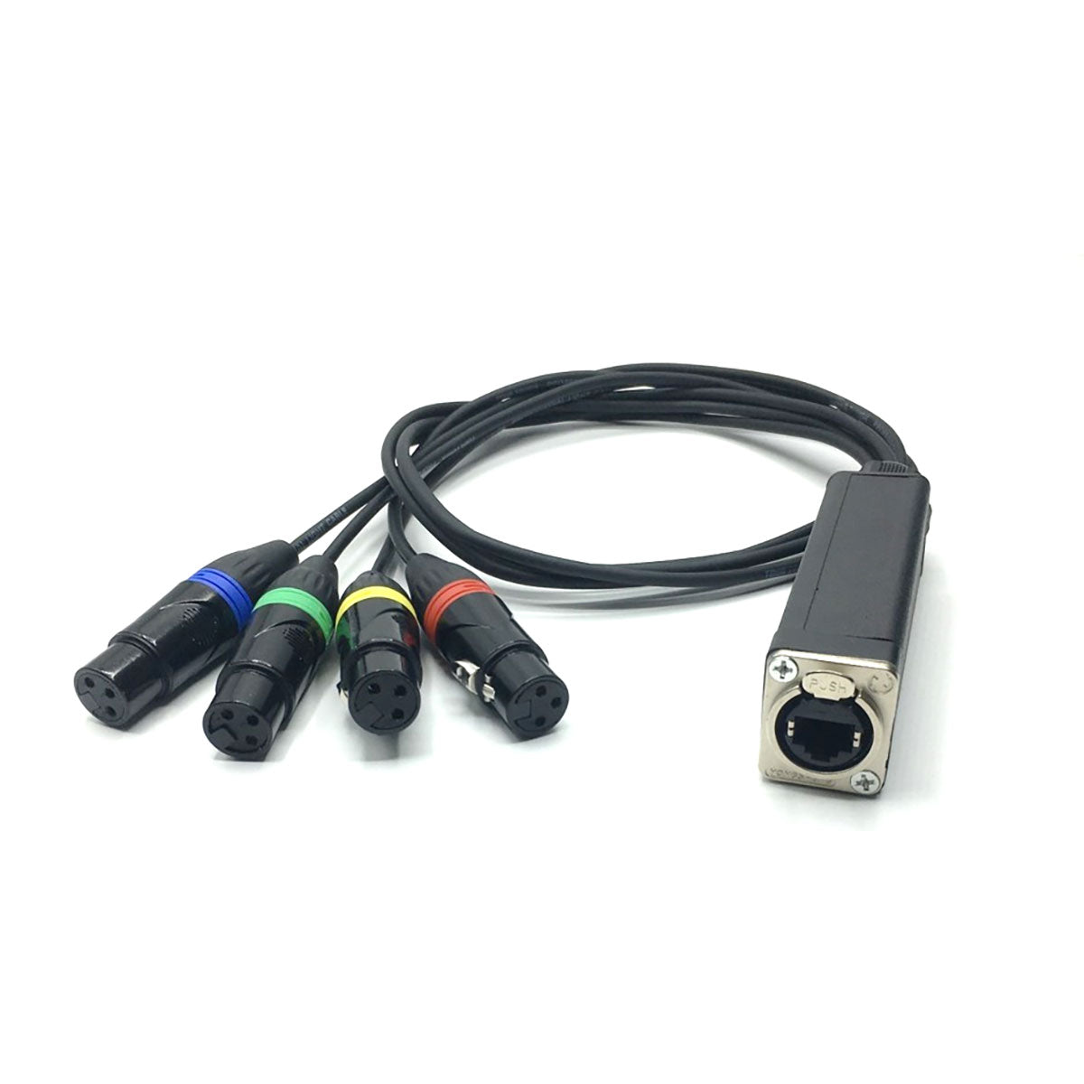 Cat5/Cat6 to (4) XLR Female Shuttle Snake