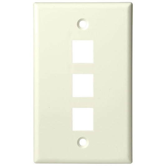 3 Port - Keystone Wall Plate - Standard, Single Gang, UL - Almond