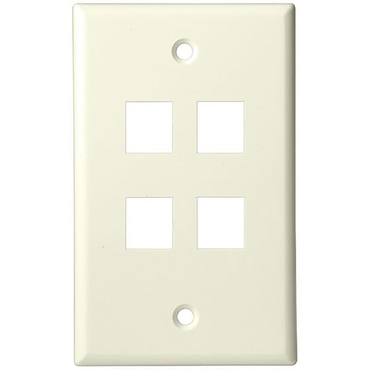 4 Port - Keystone Wall Plate - Standard, Single Gang, UL - Almond