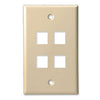 4 Port - Keystone Wall Plate - Standard, Single Gang, UL - Ivory