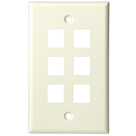 6 Port - Keystone Wall Plate - Standard, Single Gang, UL