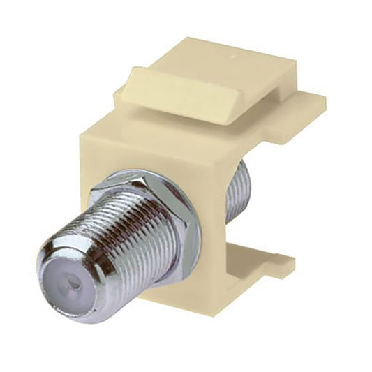 1 GHz F-Connector - Keystone Snap-In Insert, Female to Female, Nickle Plated, UL - Ivory 10 Pack