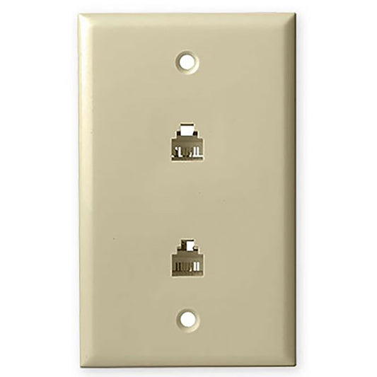 Dual 4C Telephone Jack Wall Plate - Almond