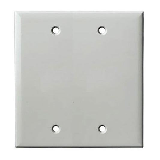 Double Gang Blank Wall Plate - White