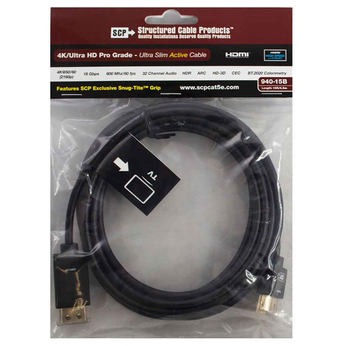 HDMI 4K/Ultra HD Cable with Ethernet - 15 ft