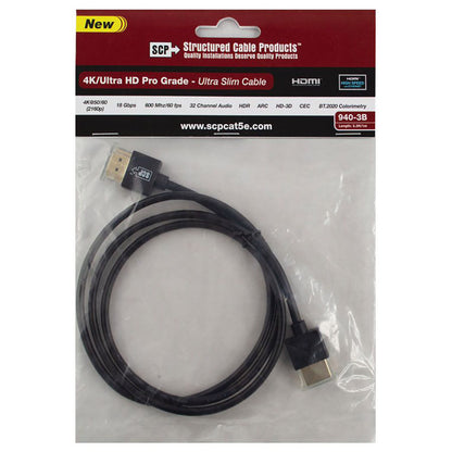 HDMI Ultra Slim Cable with Ethernet - 3 ft