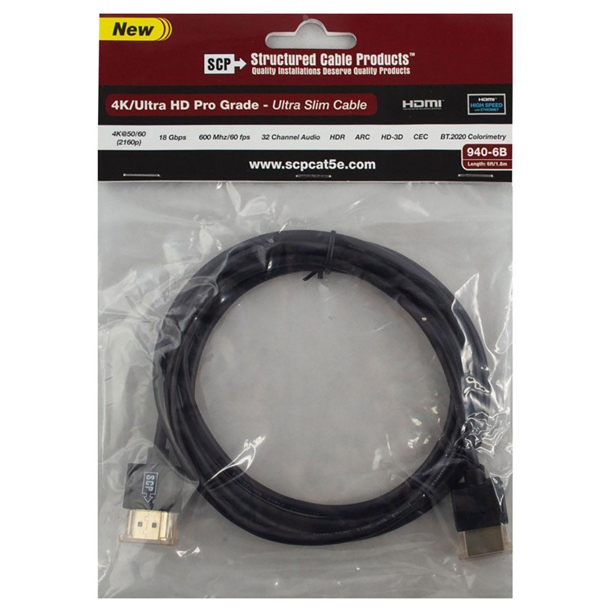 HDMI Ultra Slim Cable with Ethernet - 6 ft