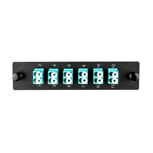 SSF™ Duplex LC 12 Fiber OM3-4 Fiber Plate - Aqua [SSF-LC12-MM-OM3-4]