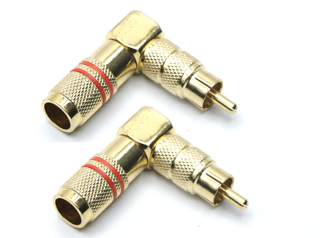 2PK Right Angle Male RCA Connector