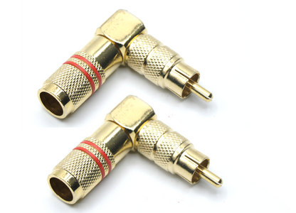 2PK Right Angle Male RCA Connector