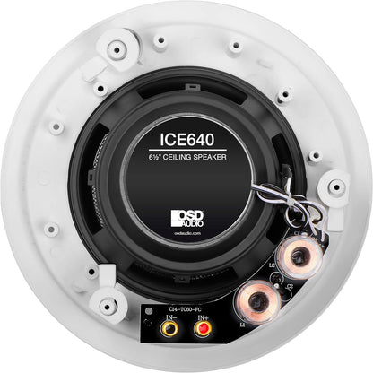 6.5" In Ceiling Stereo Speaker Pair 150W 2-Way, Pivoting Tweeter, Paintable Grille ICE640