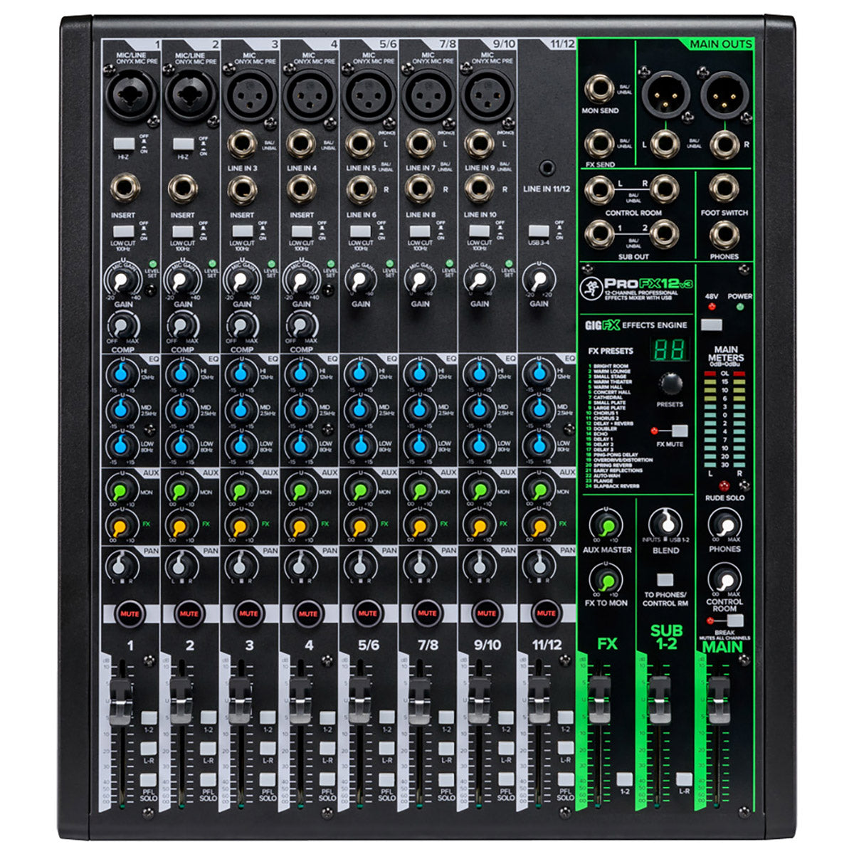 ProFX12v3 12-Channel Professional Analog Mixer with USB